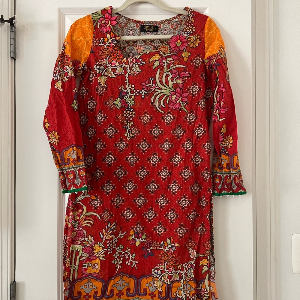 Two Piece Shalwar Kameez Women’s Red Printed